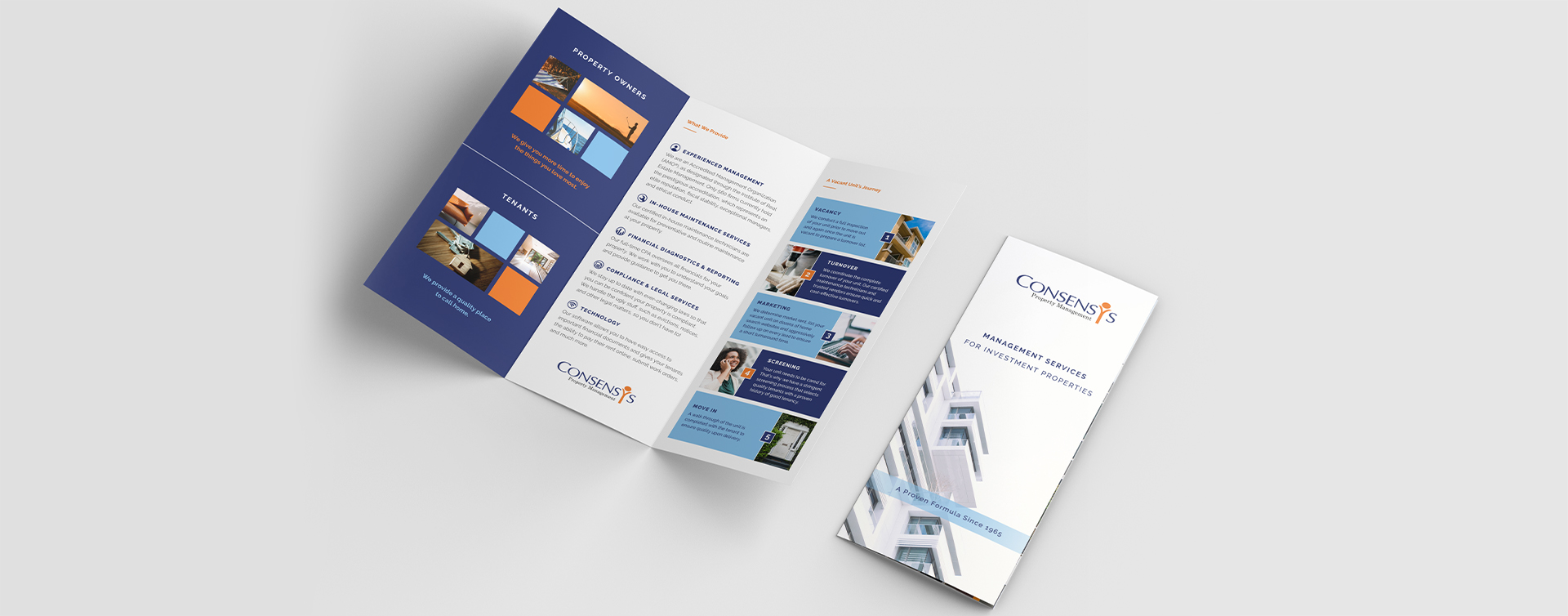 ConsensYs tri-fold brochure design mockup