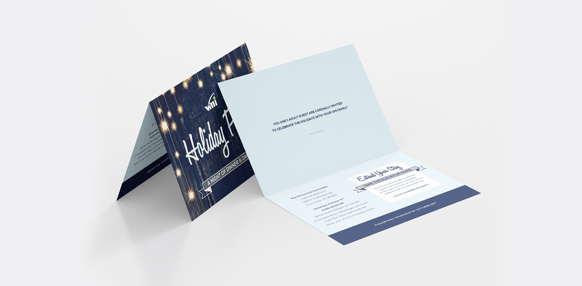 VMI holiday party invitation design
