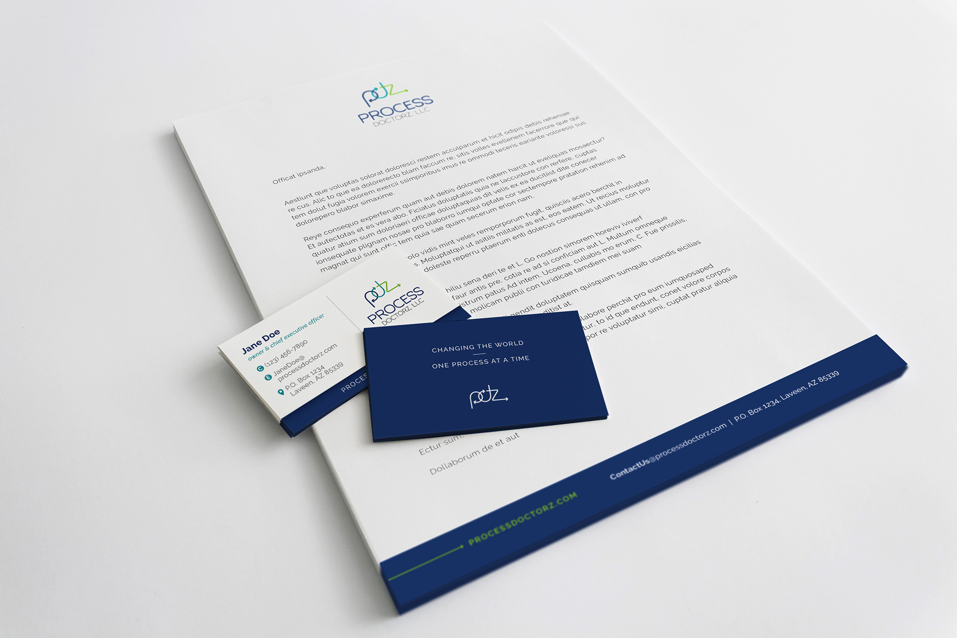 Process Doctorz business card and letterhead design