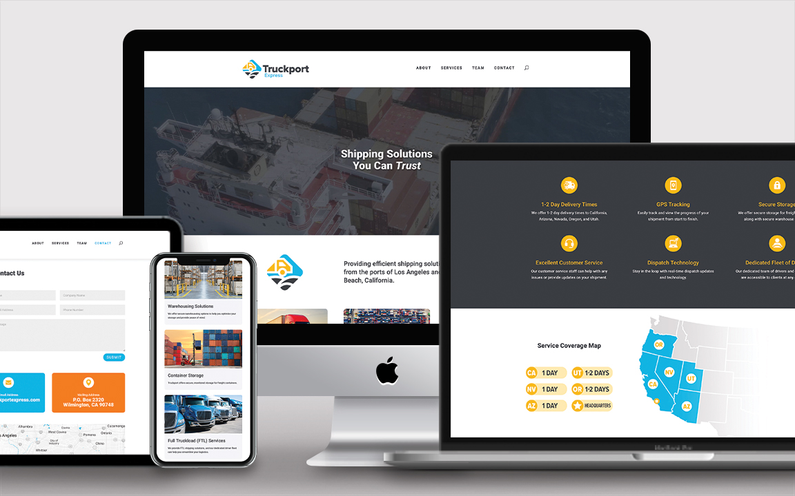 Truckport Express Website Shown on Different Screen Sizes